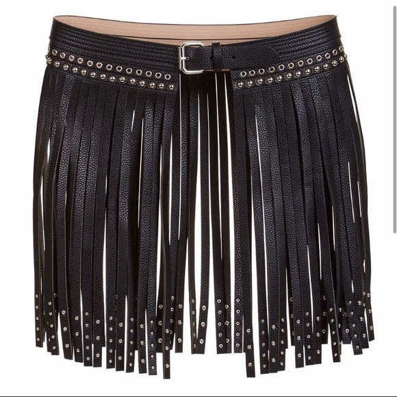 BCBG Accessories - BCBG STUDDED LEATHER FRINGE BELT
